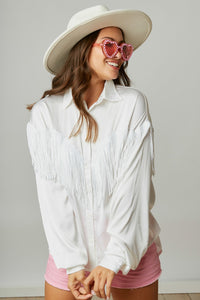 Take Me Downtown Fringe Sequin Blouse