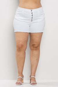 Button Up White Shorts - Curvy