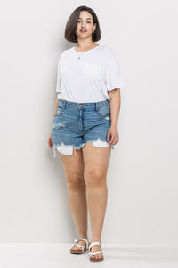 Daytime Dreamin' Distressed Shorts - curvy