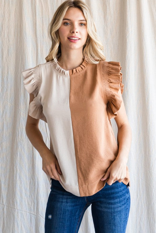 Color Block Top - Taupe
