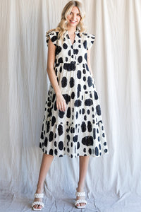 Move Over Cow Pattern Midi Dress