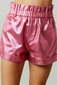 Let's Go Party Metallic Pink Shorts