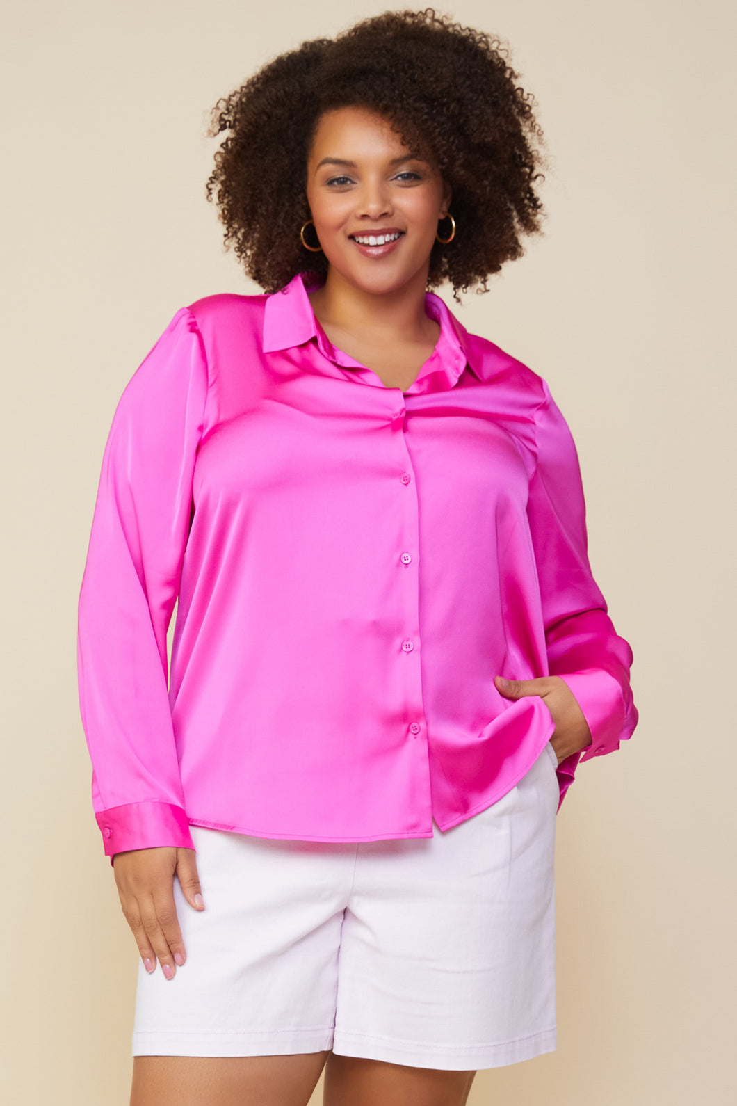 Beautifully You Neon Pink Blouse - Curvy