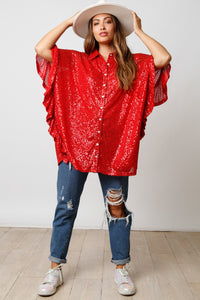 Paint the Town Red Sequin Top