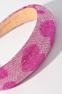 Rhinestone Heart Headband - Pink