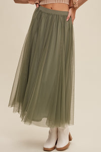 Sage Tulle Maxi Skirt