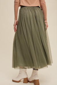 Sage Tulle Maxi Skirt