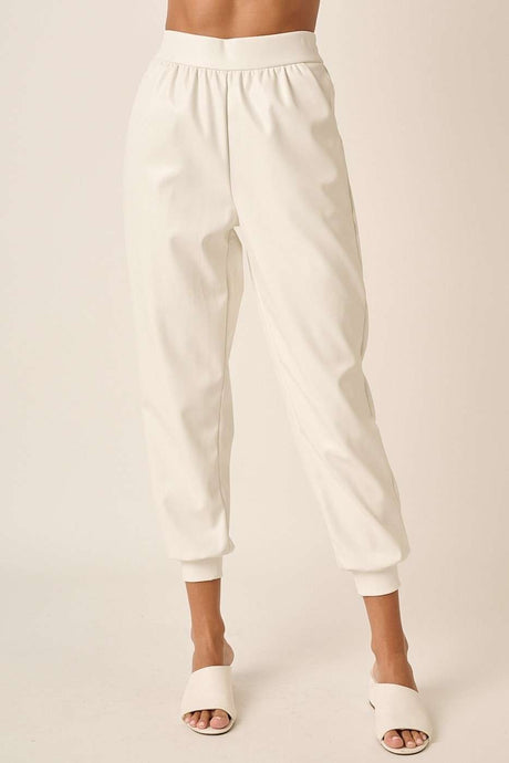 Faux Leather Jogger - Ivory