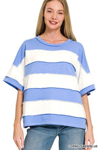 Sylvie Striped Terry Cloth Top - Light Blue