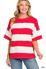 Sylvie Striped Terry Cloth Top - Red