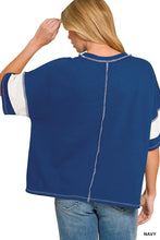 Sylvie Striped Terry Cloth Top - Navy