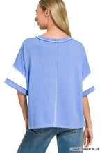 Sylvie Striped Terry Cloth Top - Light Blue
