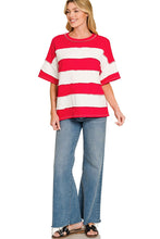 Sylvie Striped Terry Cloth Top - Red