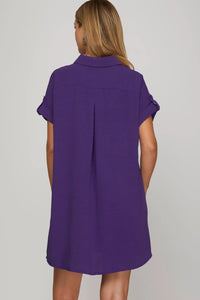 Purple Button Up Dress
