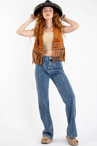 Canela Suede Fringe Vest