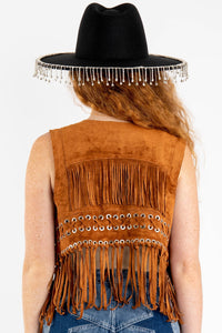 Canela Suede Fringe Vest