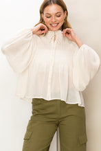 Off White Smocked Blouse