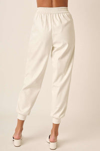 Faux Leather Jogger - Ivory