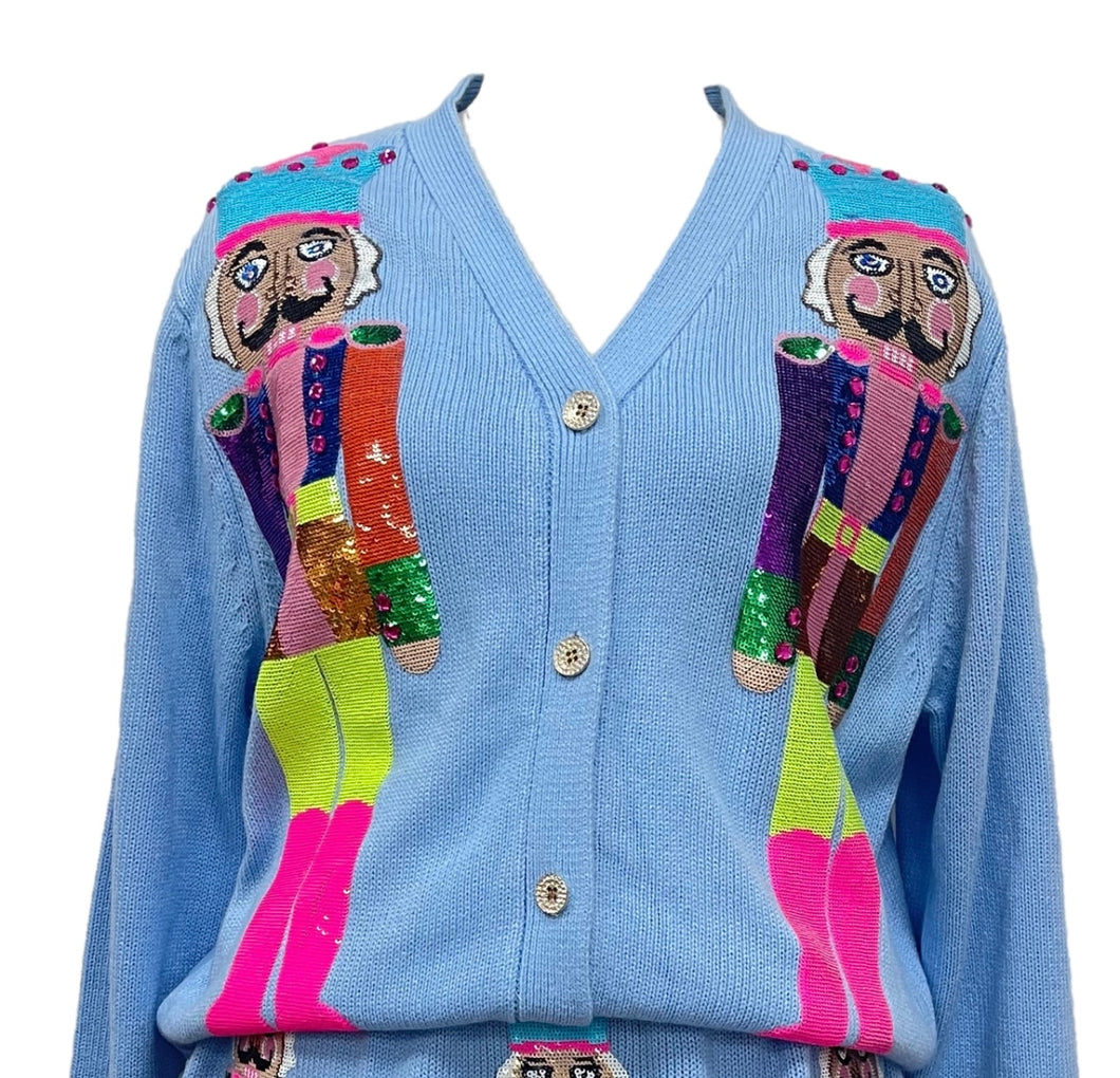Powder Blue & Neon Nutcracker Cardigan