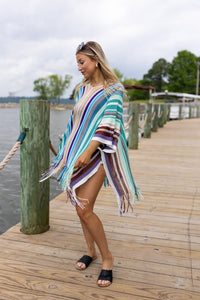 Mariana Striped Poncho w/ Tassels