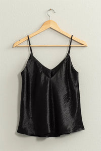 Valentina Silk Tank - Black