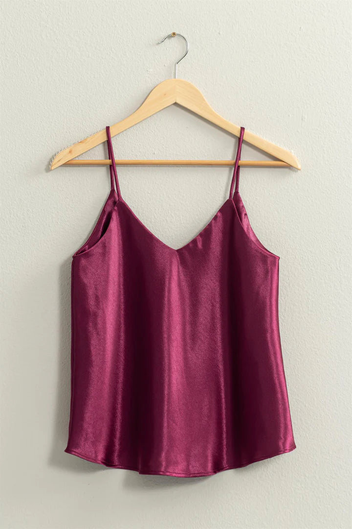 Valentina Silk Tank - Sangria