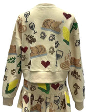 Tan Scattered Needlepoint Turkey Dinner Cropped Sweatshirt - Queen of Sparkles