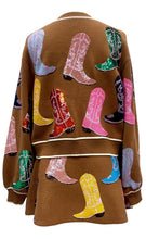 Brown Multi Cowboy Boot Cardigan