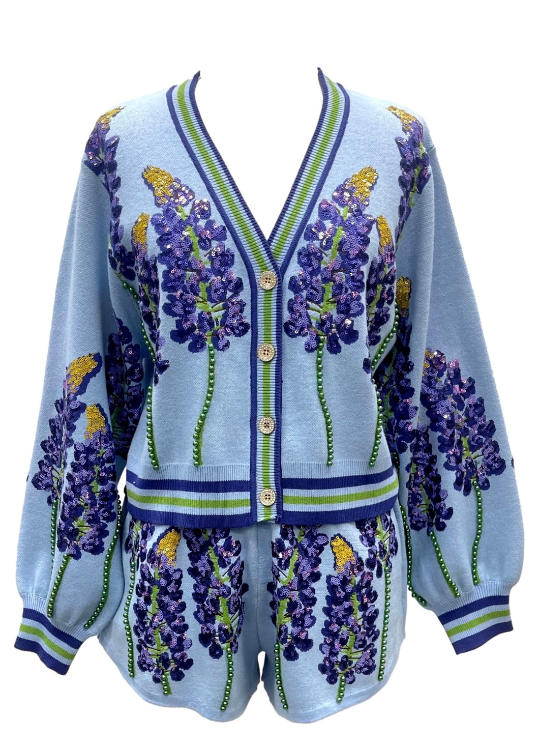 Pale Blue Bluebonnets Cardigan