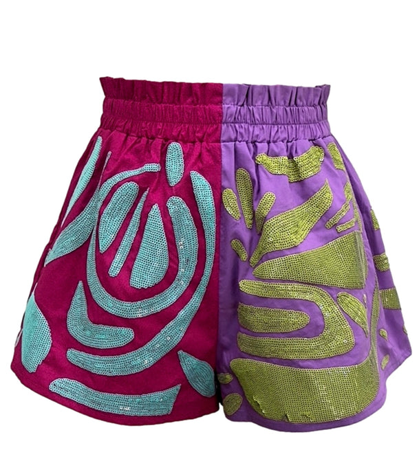 Colorblock Abstract Cotton Shorts - Preorder