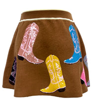 Brown Multi Cowboy Boot Knit Skirt