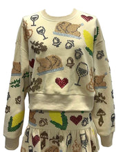 Tan Scattered Needlepoint Turkey Dinner Cropped Sweatshirt - Queen of Sparkles