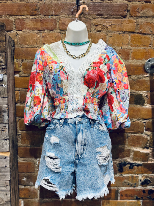 Blooming Blues Crop Top
