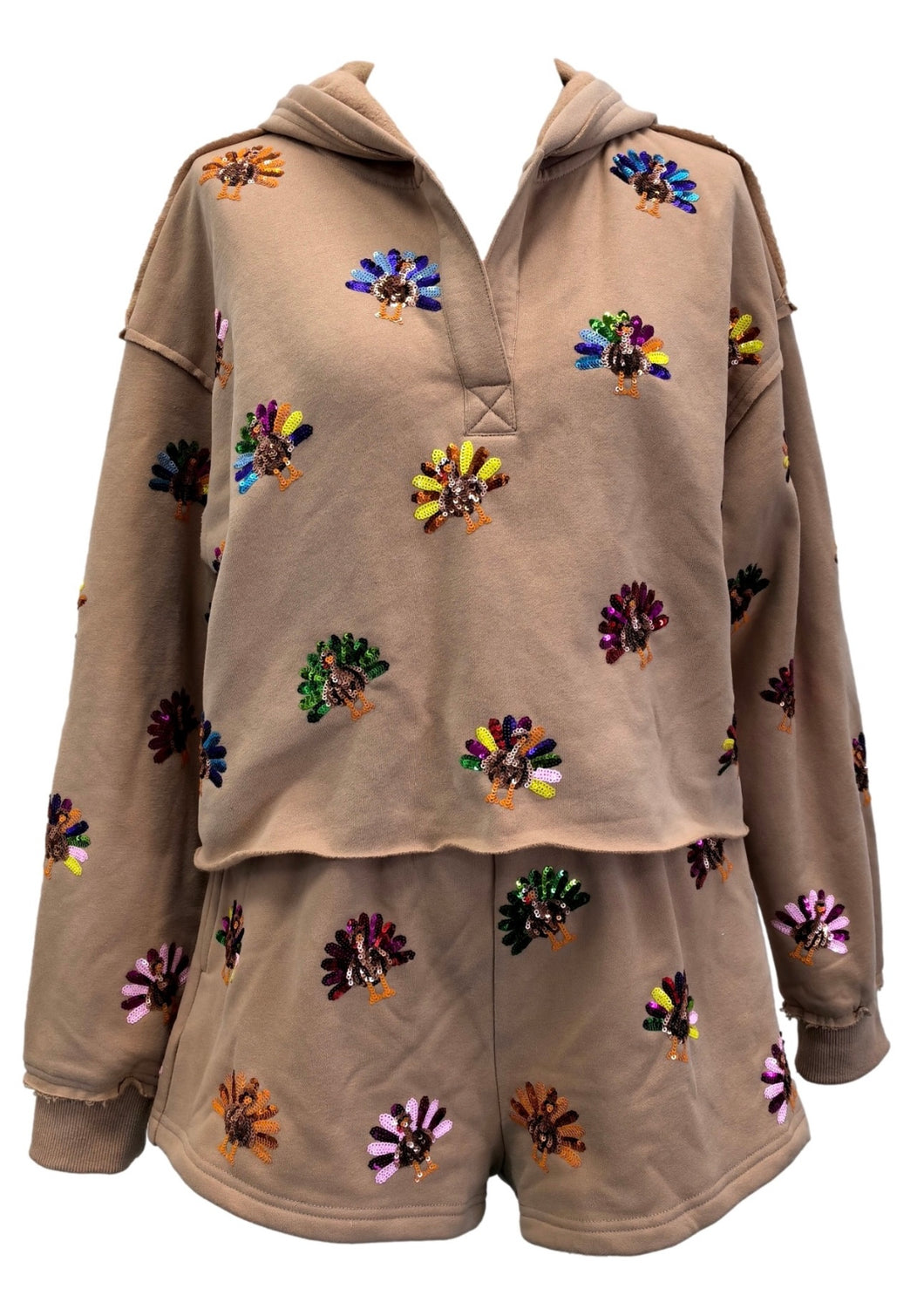 Tan Multi Turkey Hoodie Sweatshirt