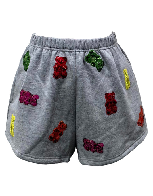 Grey Gummy Bear Shorts - Queen of Sparkles