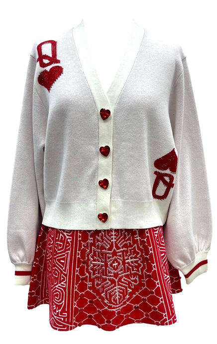 White/Red Queen of Hearts Cardigan