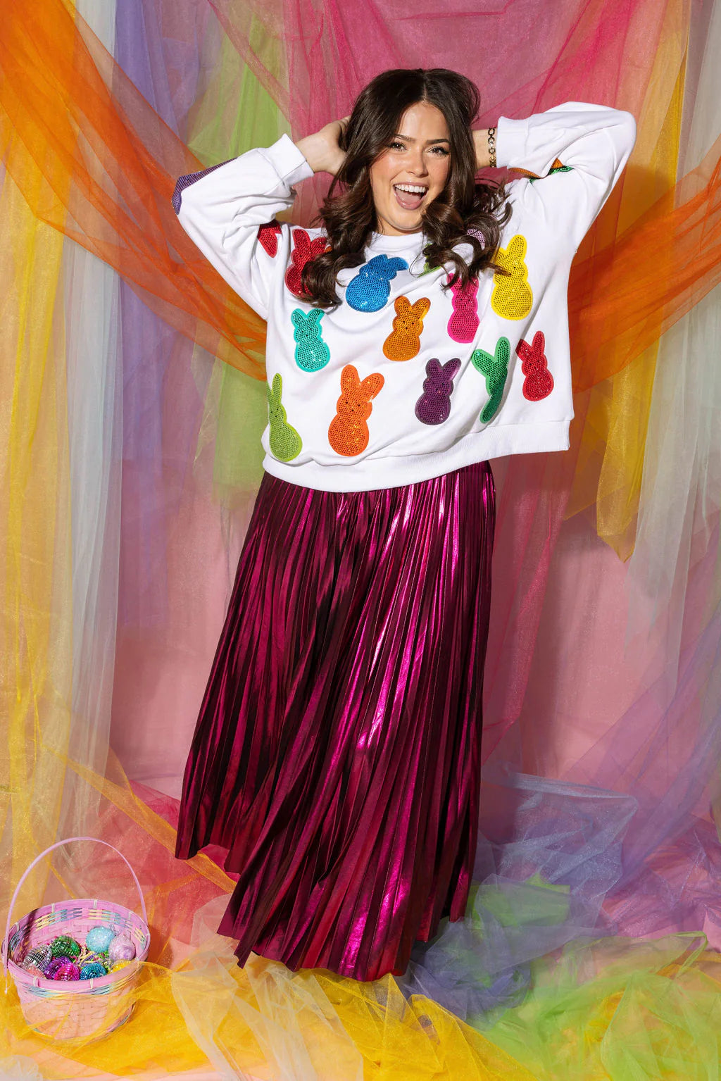 White Multi Peeps Sweatshirt – Besos Boutique White Multi Peeps Sweatshirt – Besos Boutique