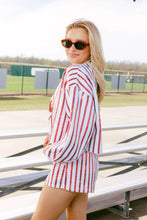 White & Red Full Sequin Stripe Short - Queen of Sparkles