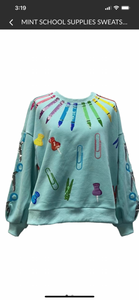 ￼ Mint school supply sweatshirt-Queen of Sparkles