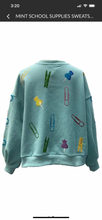 ￼ Mint school supply sweatshirt-Queen of Sparkles