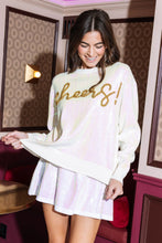 White a Full Sequin Cheers Sweater