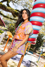 Colorblock Abstract Cotton Shorts