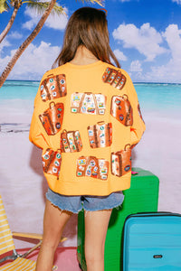 Neon Orange Vintage Luggage Sweatshirt