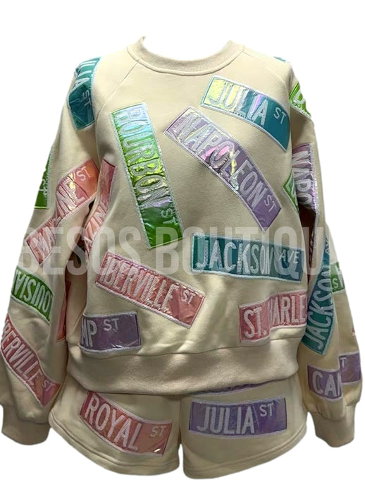 Beige New Orleans Street Signs Sweatshirt