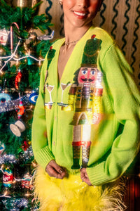 PALE GREEN MARTINI NUTCRACKER CARDIGAN