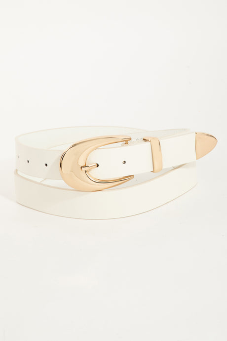 Sleek Faux Leather Belt - white