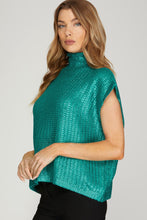 Turquoise Metallic Sweater Top