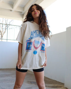 4th of July America Patch Off White Thrifted Graphic Tee