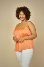 Neon Tangerine Silk Tank - Curvy