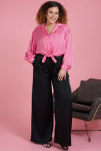 Pretty in Pink Tie Front Button Top - Curvy